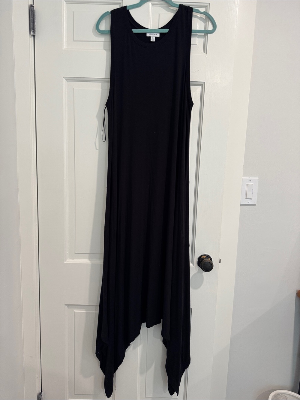Nordstrom Black Sleeveless Asymmetrical Handkerchief-Hem Maxi Dress